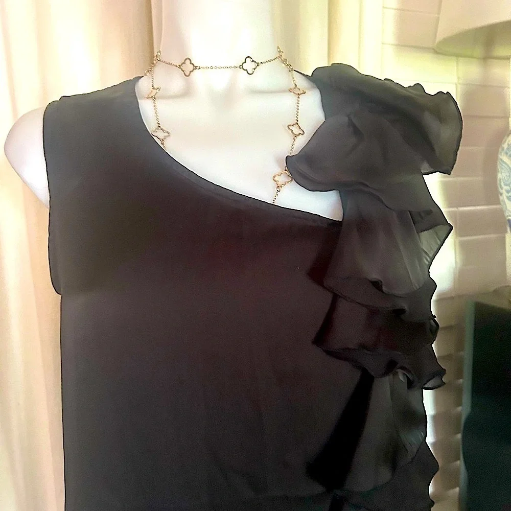 🍀 3 for $25 Casual Black Sleeveless Ruffle Dress MIDI